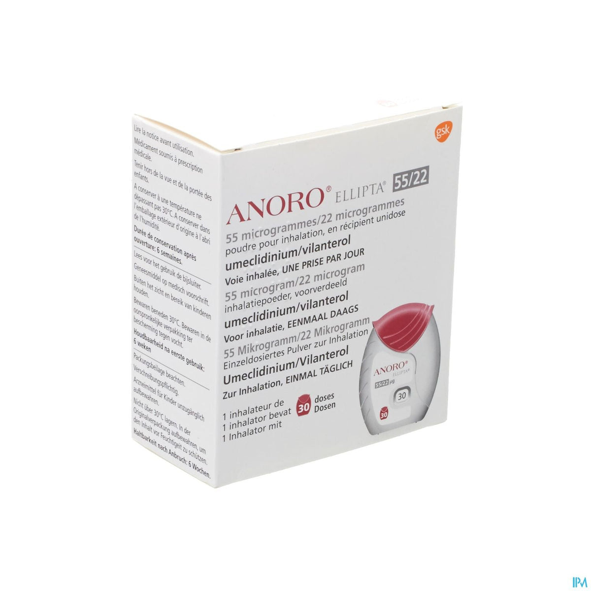 Anoro Ellipta 55/22 mcg | Inhalateur 30 doses | Voies respiratoires – BENU