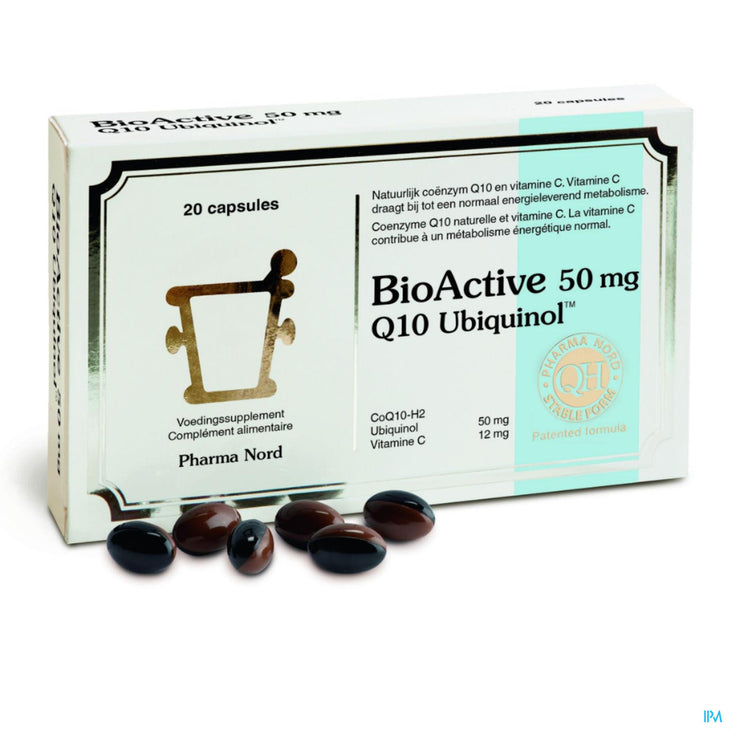 Pharma Nord BioActive Q10 50mg - Natuurlijke Co-enzym Q10 met Vitamine C voor Energie - 20 caps