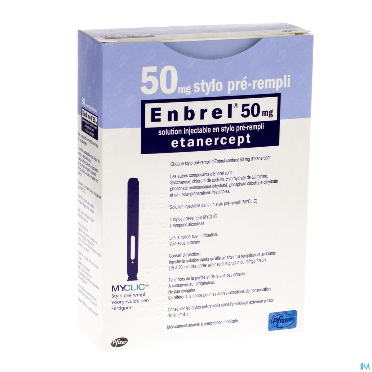 Enbrel 50mg | 4 voorgevulde pennen 1ml Myclic | Antilichaamtherapie – BENU