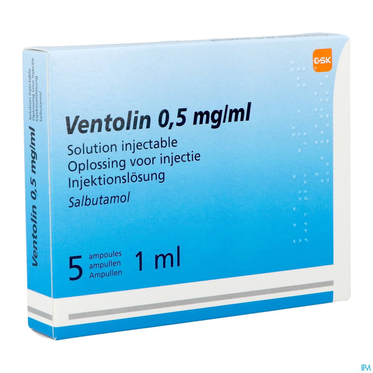 Ventoline 0,5 mg/ml | 5 ampoules de 1 ml | Voies respiratoires – BENU