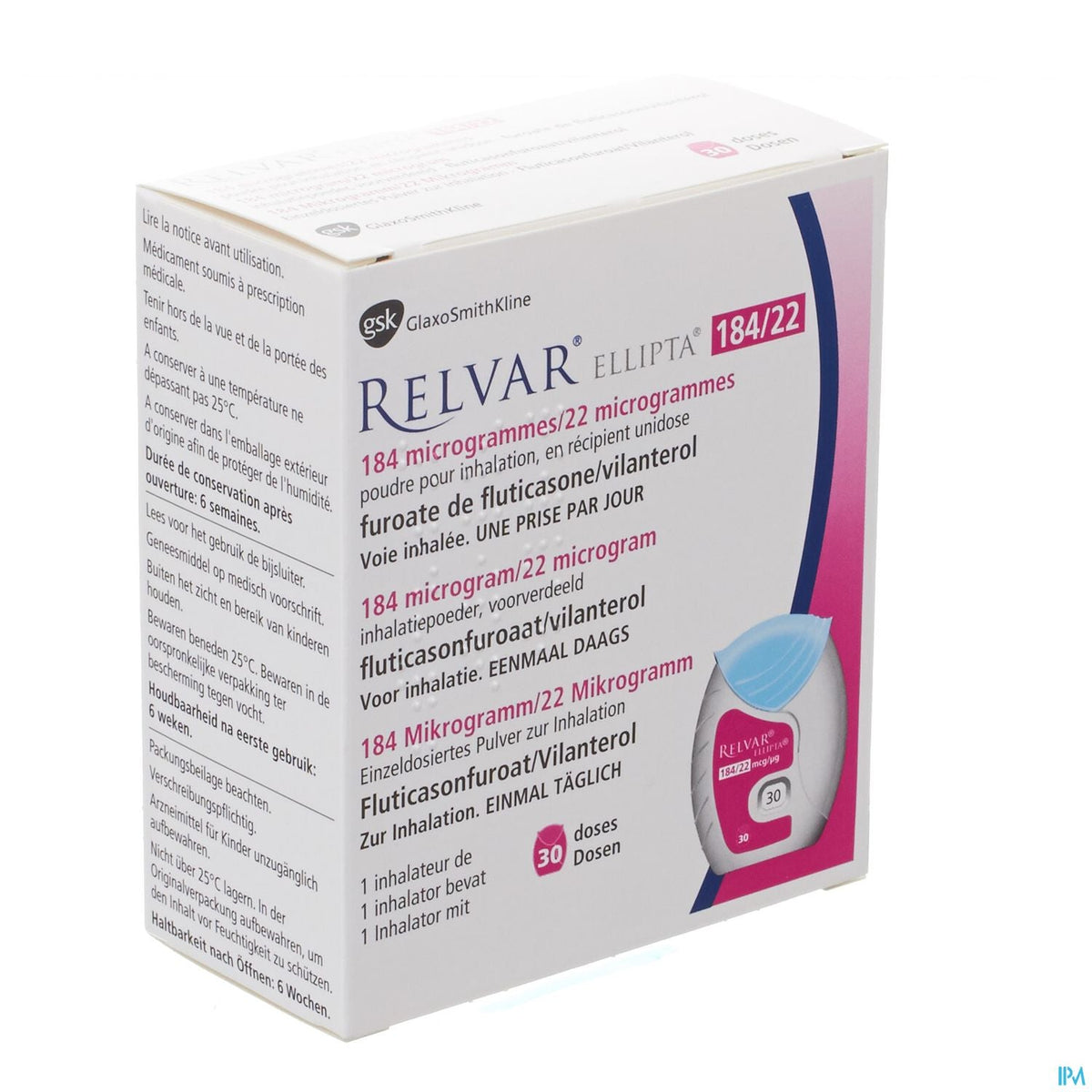 Relvan Relvar Ellipta 184/22 mcg | 30 doses | Voies respiratoires – BENU