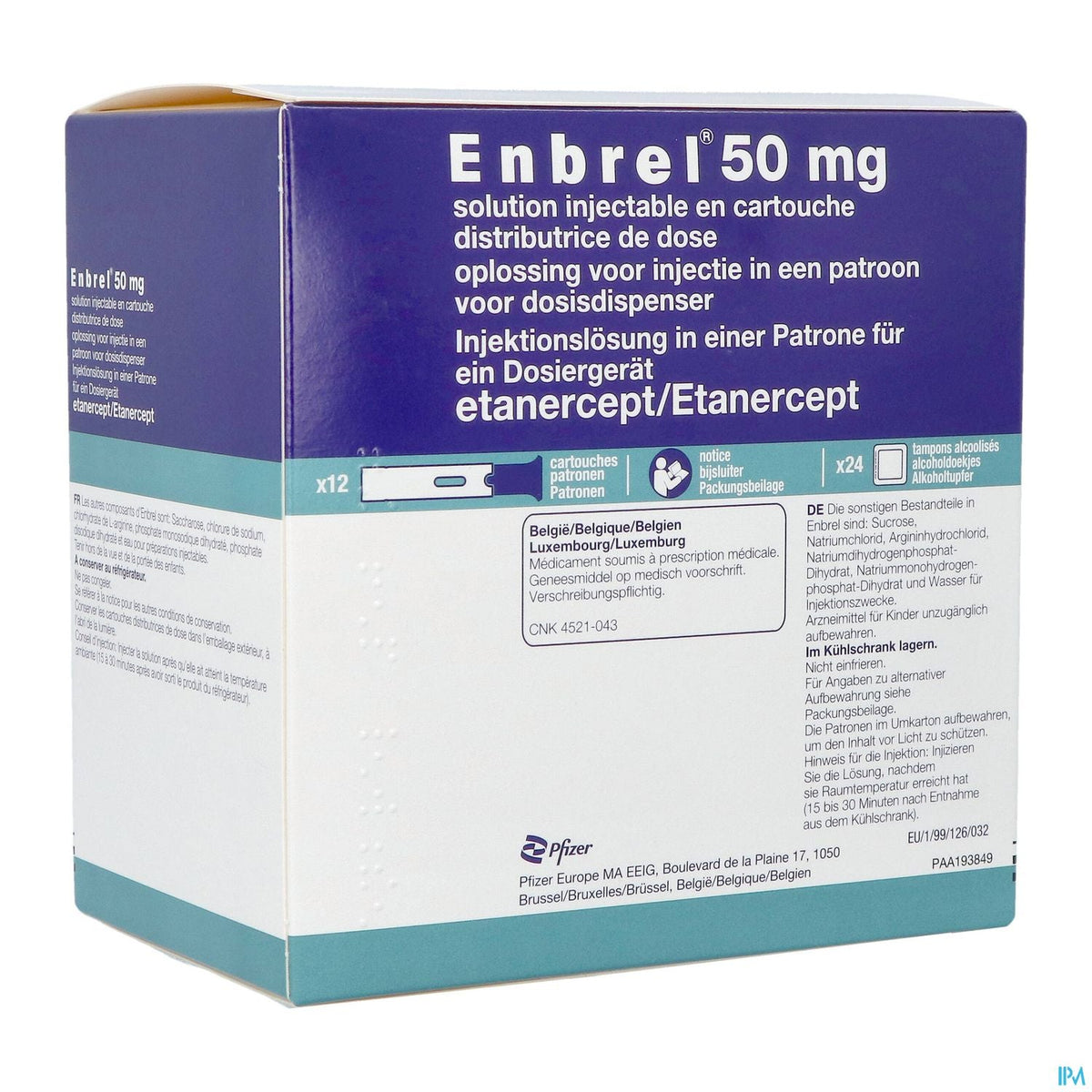 Enbrel 50mg | 12 patronen voor dosisdispenser | Antilichaamtherapie – BENU