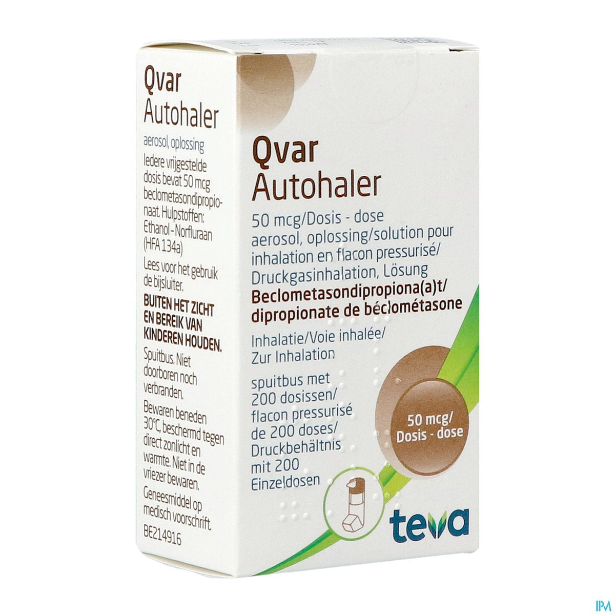 Qvar 50 UCB Autohalateur | 200 doses x 50mcg | Voies respiratoires – BENU