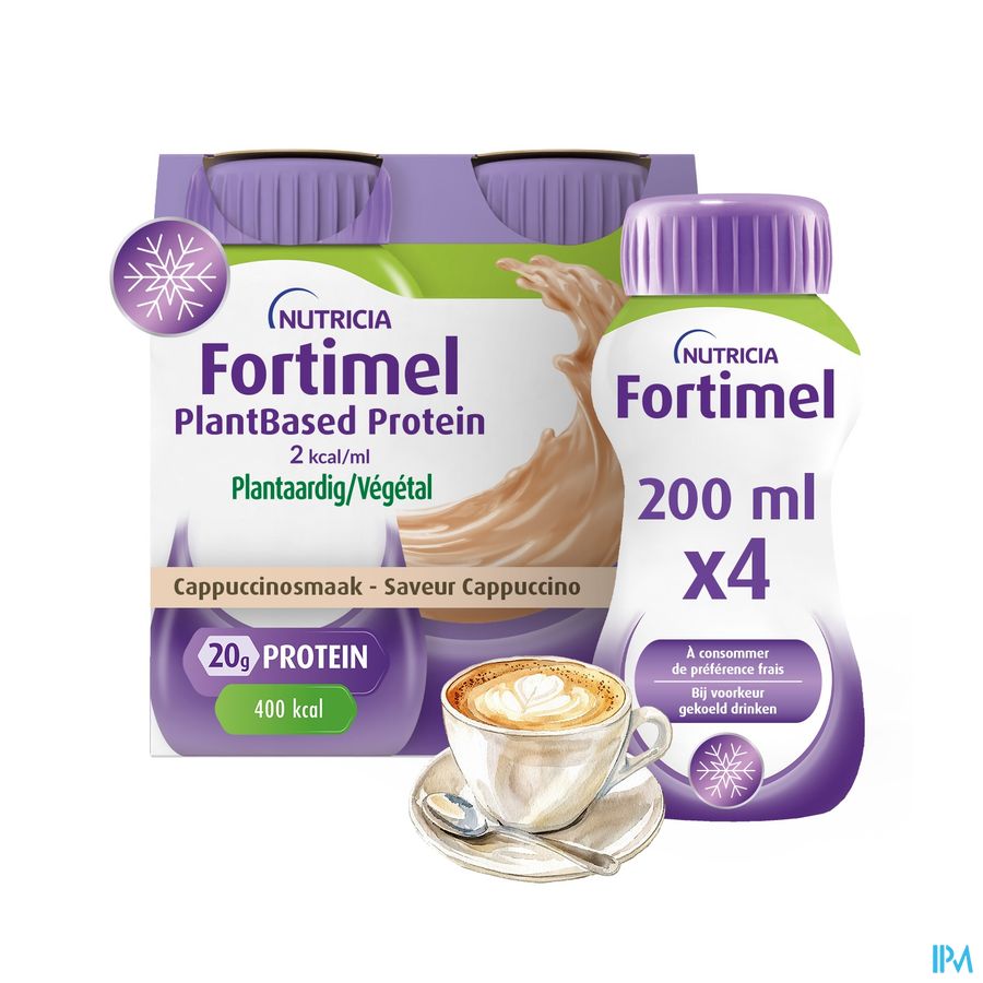 Fortimel PlantBased Protein | 4x200ml Cappuccino | Voedingssupplement ...